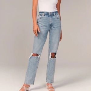 Abercrombie & Fitch the 90s straight ultra high rise distressed jeans 24/00R